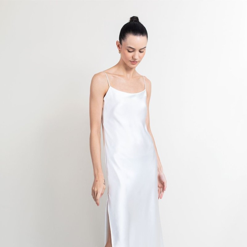 Jacoba Jane Isla Silk Satin Gown In White