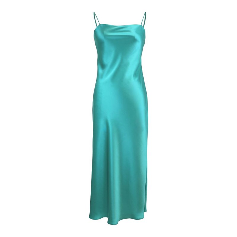 Shop Jacoba Jane Margot Silk Satin Midi Slip Dress In Blue