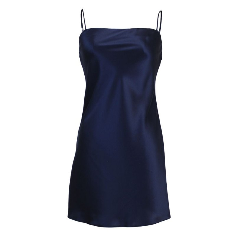 Shop Jacoba Jane Margot Silk Satin Mini Slip Dress In Blue