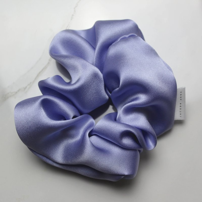 Jacoba Jane Silk Satin Scrunchie In Purple