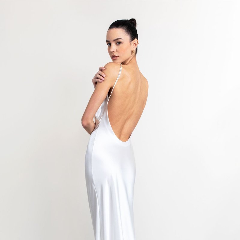 Jacoba Jane Stella Silk Satin Backless Wedding Gown In White
