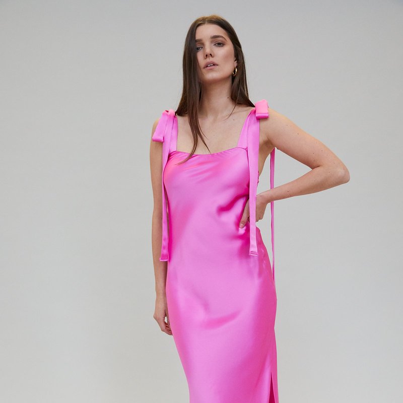 Shop Jacoba Jane Ulyana Silk Satin Midi Dress In Pink