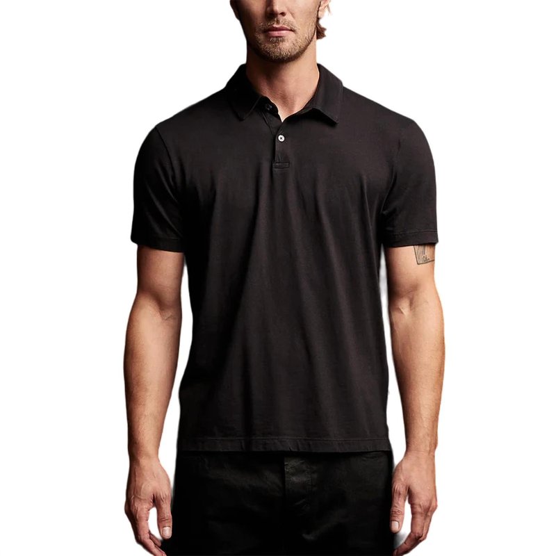 JAMES PERSE SUEDED JERSEY POLO SHIRT