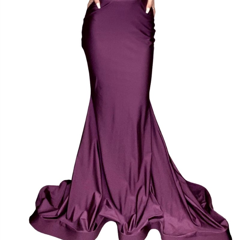 Shop Jessica Angel Off The Shoulder Evening Gown In Purple