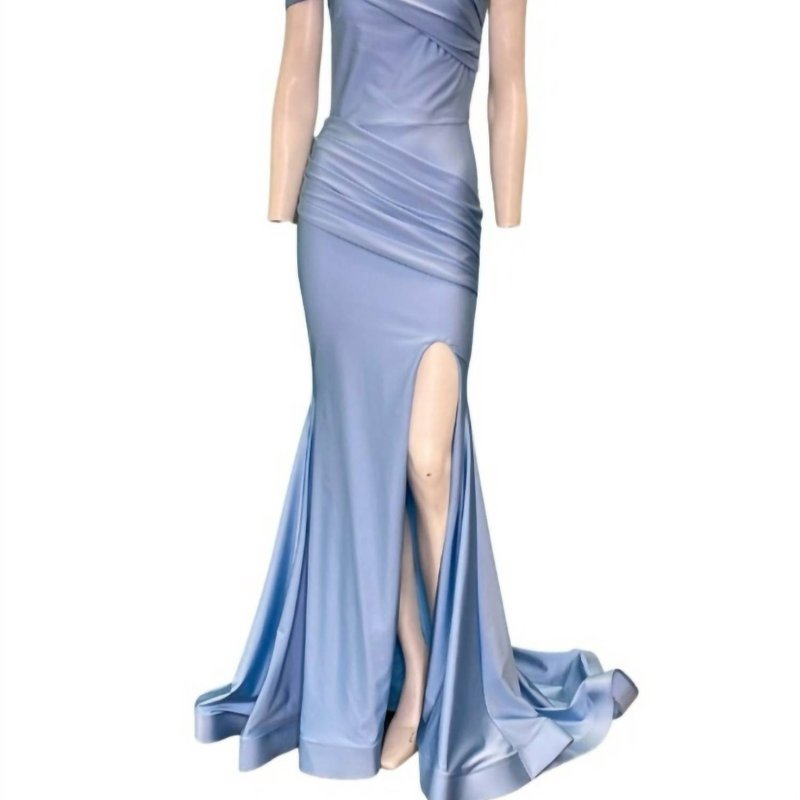 Shop Jessica Angel One Shoulder Evening Gown In Blue