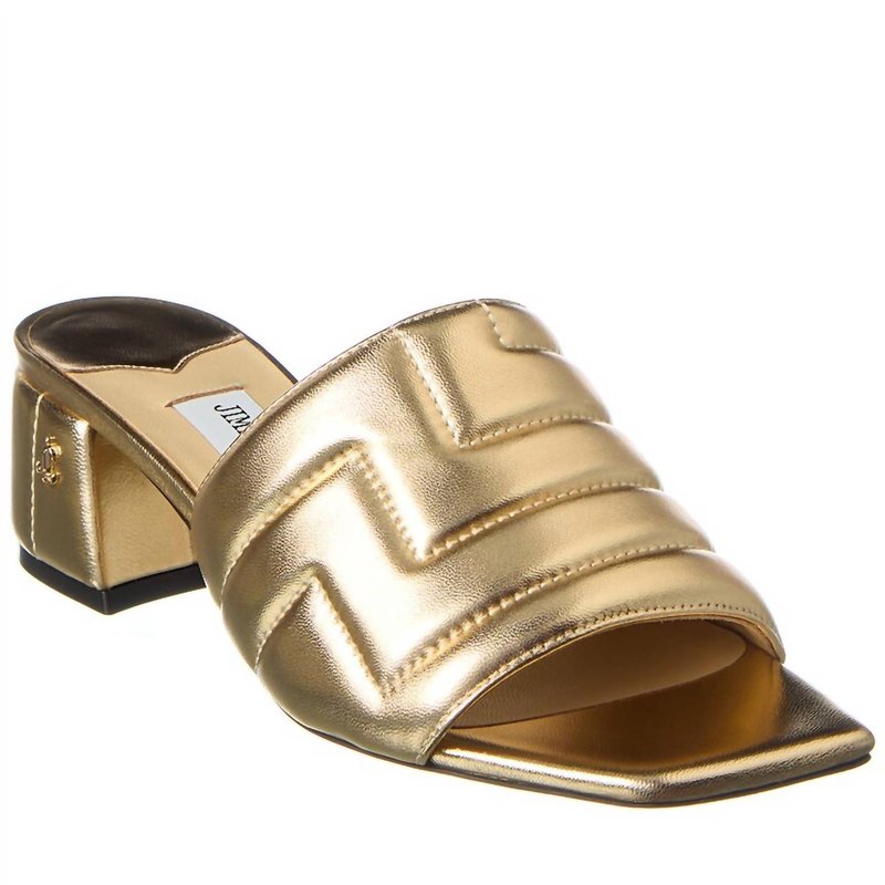 Shop Jimmy Choo Quilted Metallic Mule Sandal In Gold