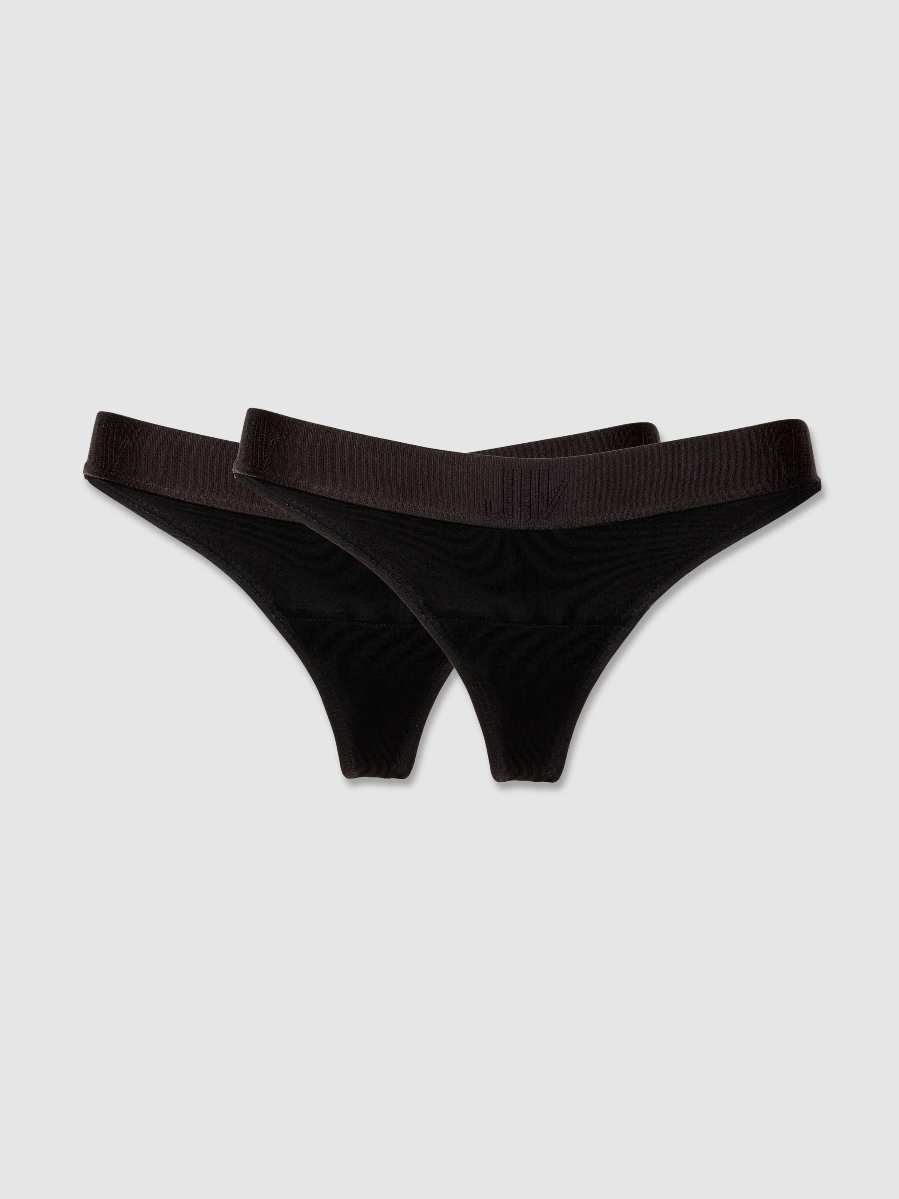 Jiv Athletics Cameltoe Proof Low Rise Thong (x2) In Black