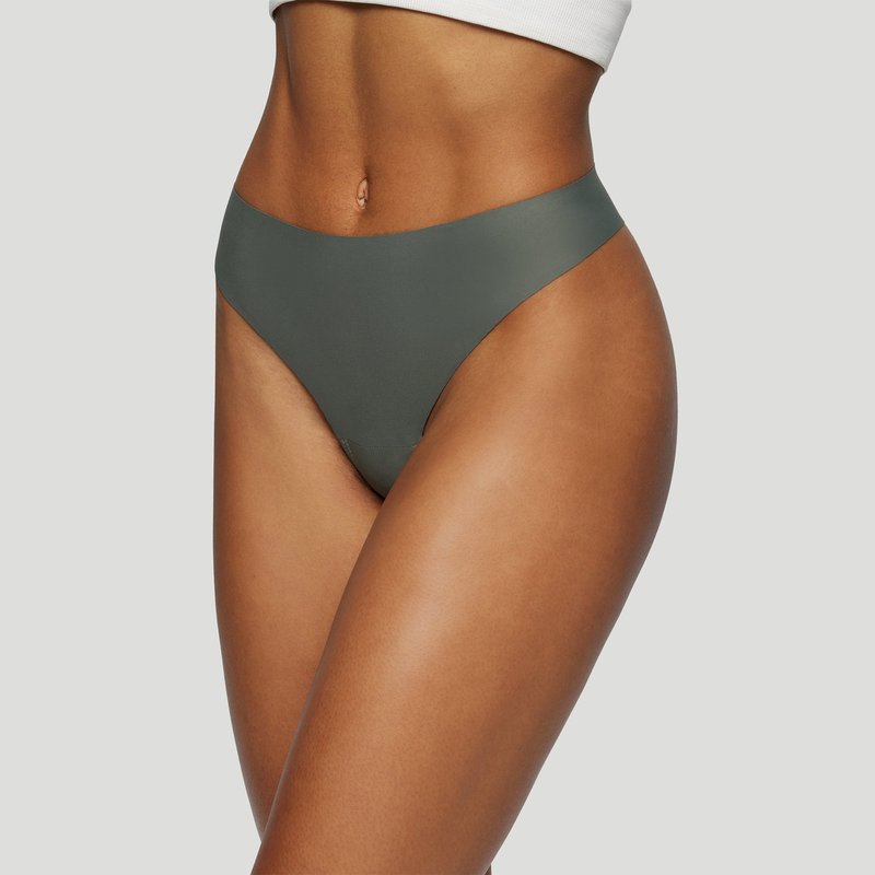 Jiv Athletics Mid Rise Thong In Green