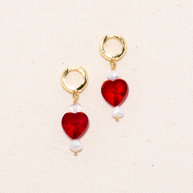 Kokoro Earrings - Red/Gold