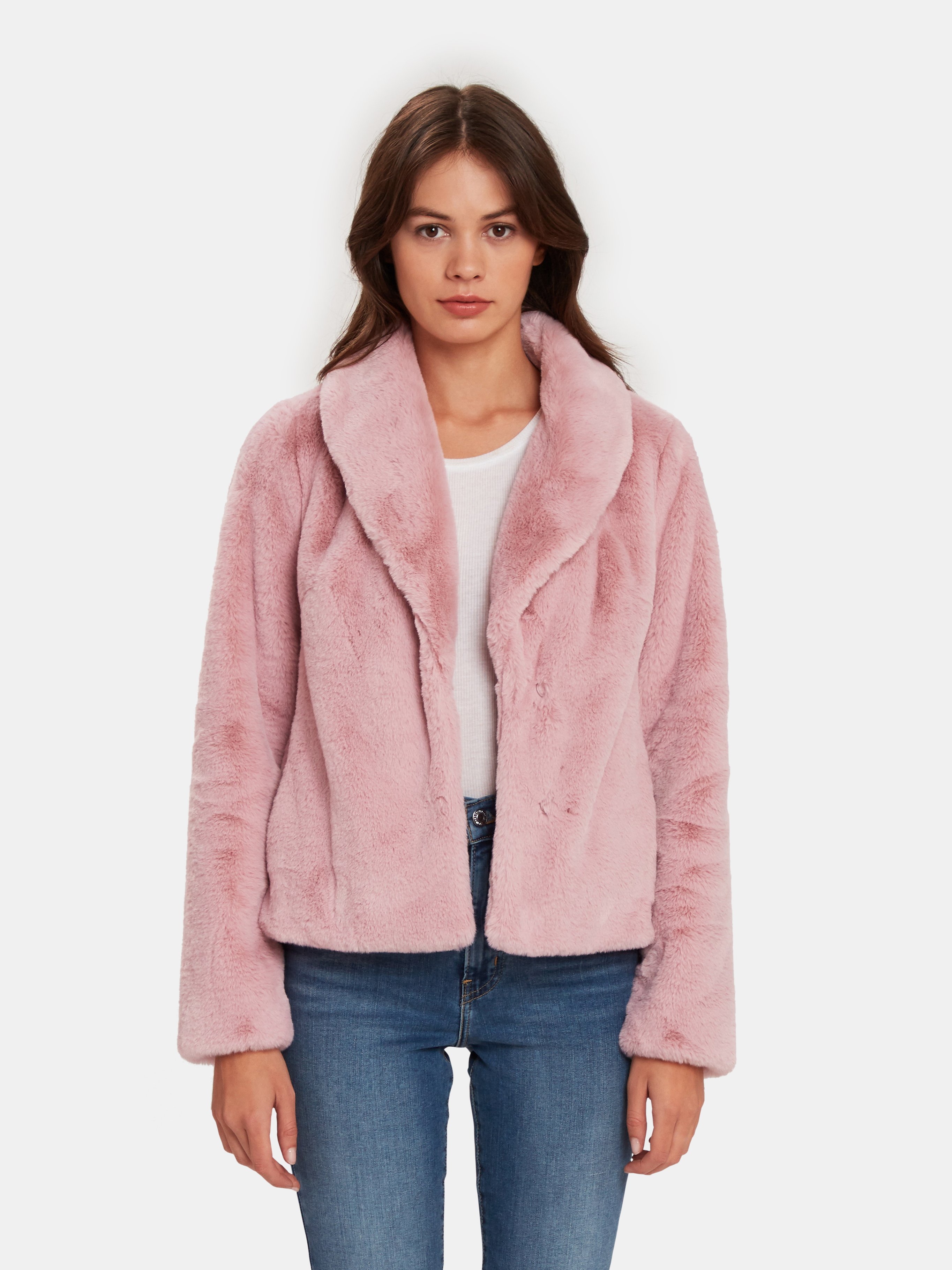 pink faux fur shawl