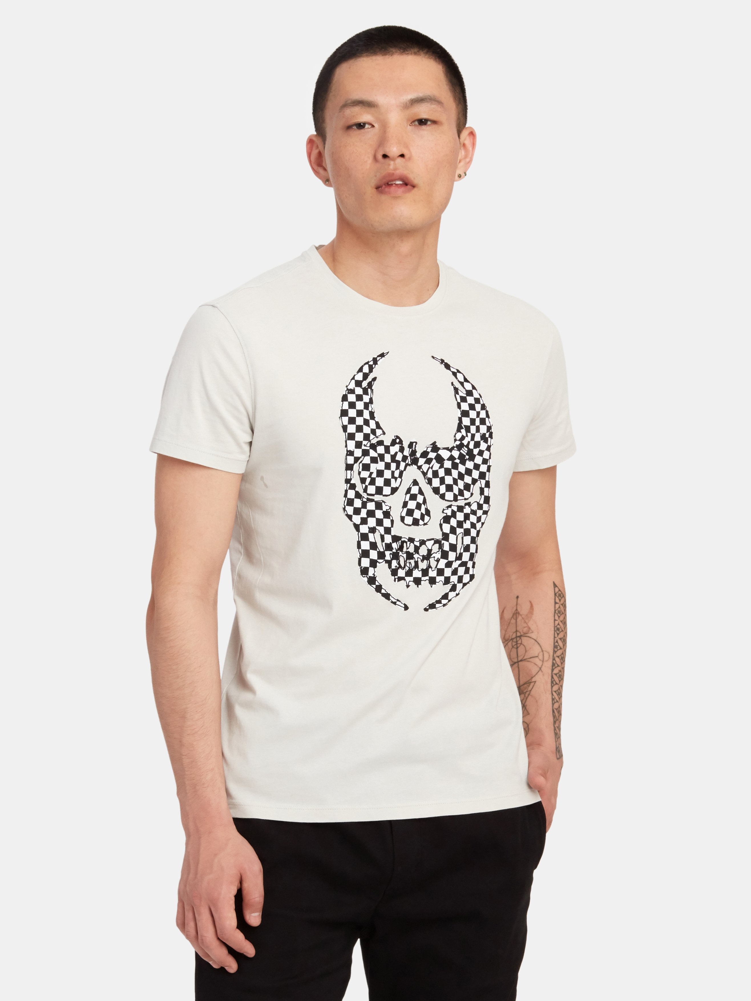 John Varvatos Star USA Mens Short Sleeve Skull Graphic Crew T-Shirt 