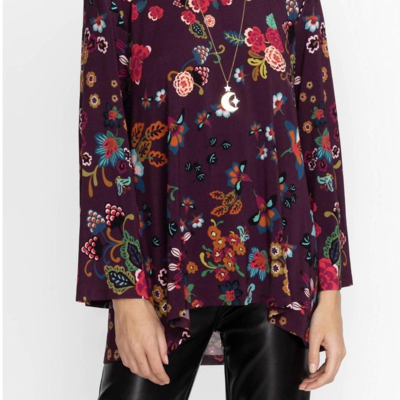 Shop Johnny Was Adrina Swing Tunic In Multi Eggplant Floral In Purple