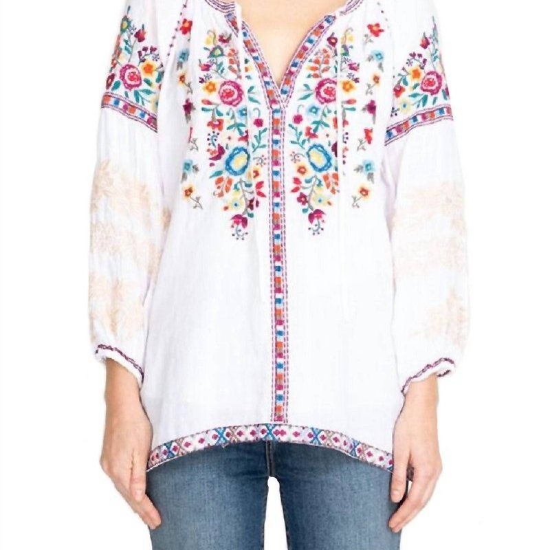 Shop Johnny Was Allegra Peasant Blouse In White