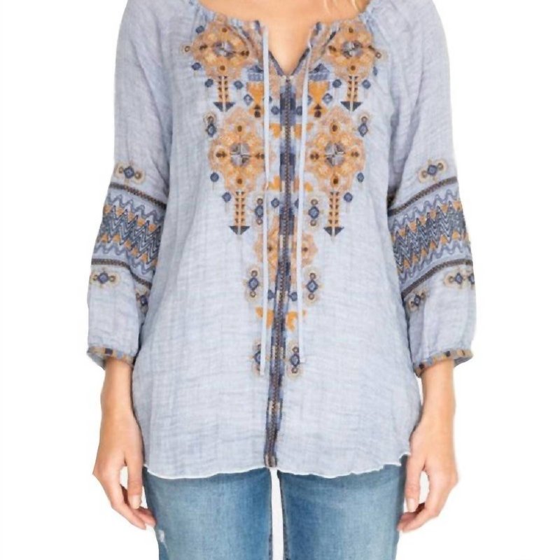 Shop Johnny Was Amika Peasant Blouse In Grey