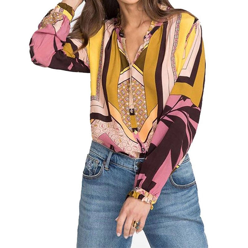 Shop Johnny Was Anabel Silk Blouse Top In Yellow