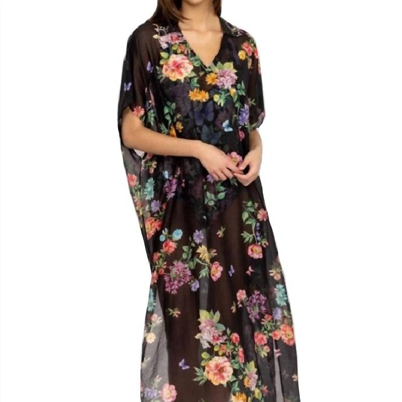 Shop Johnny Was Butterfly Collared Kaftan Coverup In Black