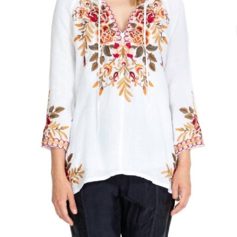 Shop Johnny Was Charlotte Peasant Blouse In White