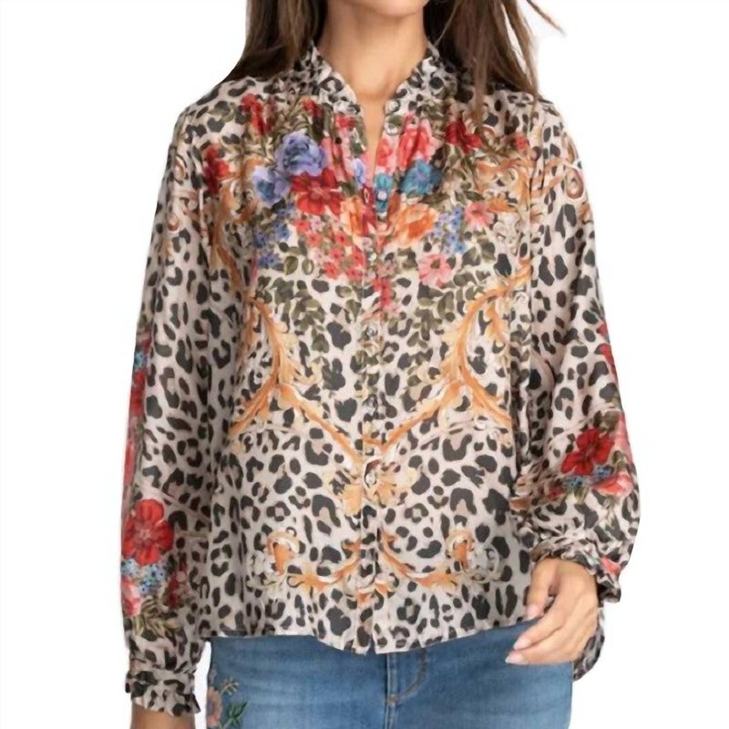 Shop Johnny Was Cheetah Amabel Blouse In Brown
