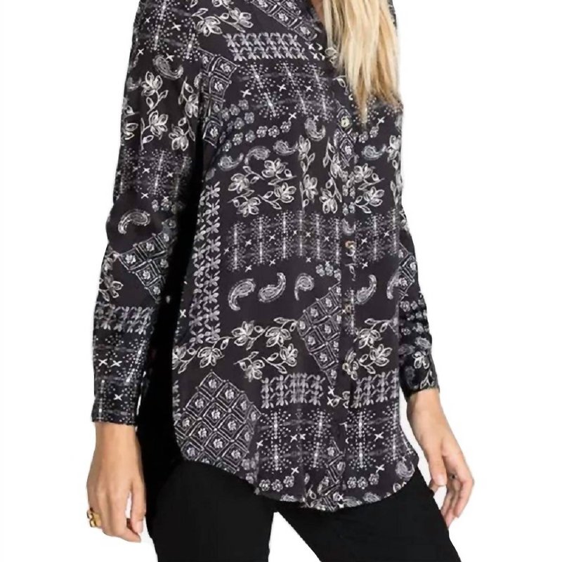 Shop Johnny Was Cordelia Velvet Embroidered Bach Shirt In Black