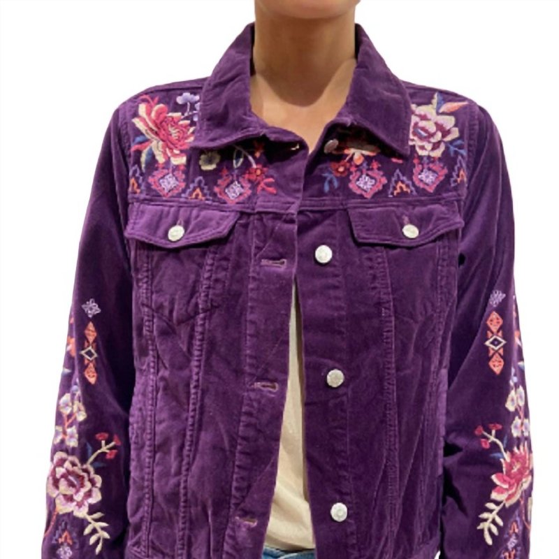 Shop Johnny Was Curacao Cotton Velvet Jacket In Purple