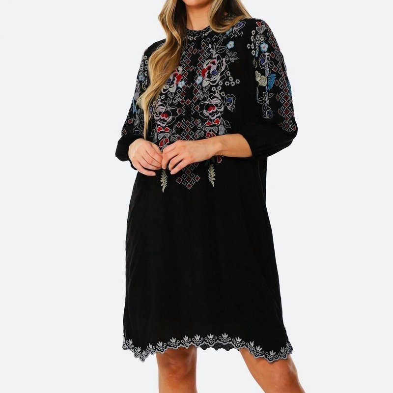 Shop Johnny Was Embroidered Nola Shift Dress In Black