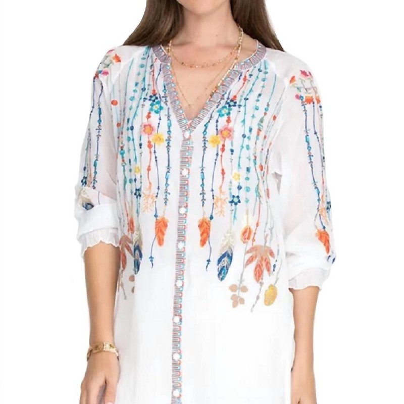 Shop Johnny Was Feathers Blouse In White