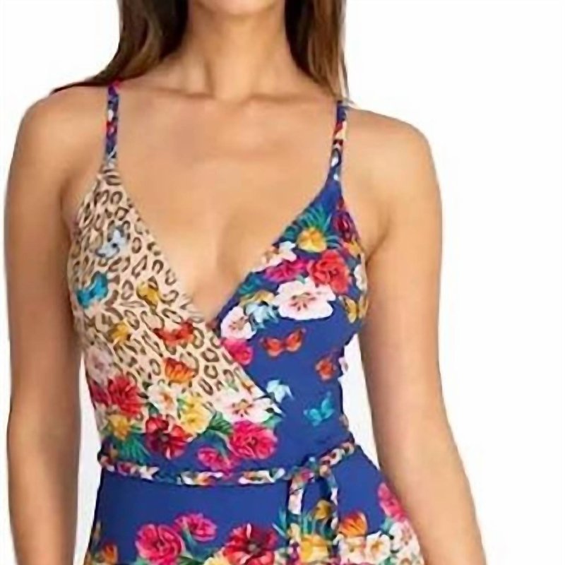 Shop Johnny Was Fleur Braided Wrap One Piece Swimsuit In Blue