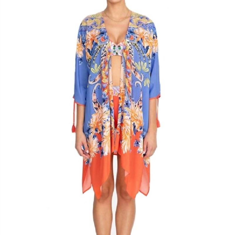 Shop Johnny Was Kahlo Short Kimono Cover Up In Blue