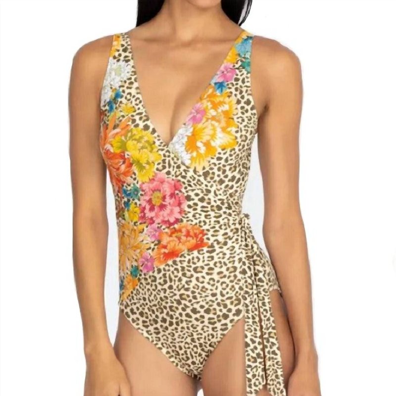 Shop Johnny Was Leopard Wrap One Piece In Yellow