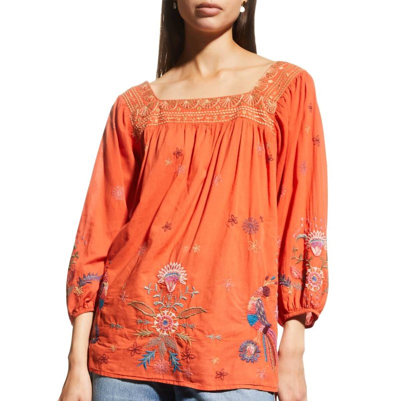 Shop Johnny Was Lucy Artisan Blouse In Orange