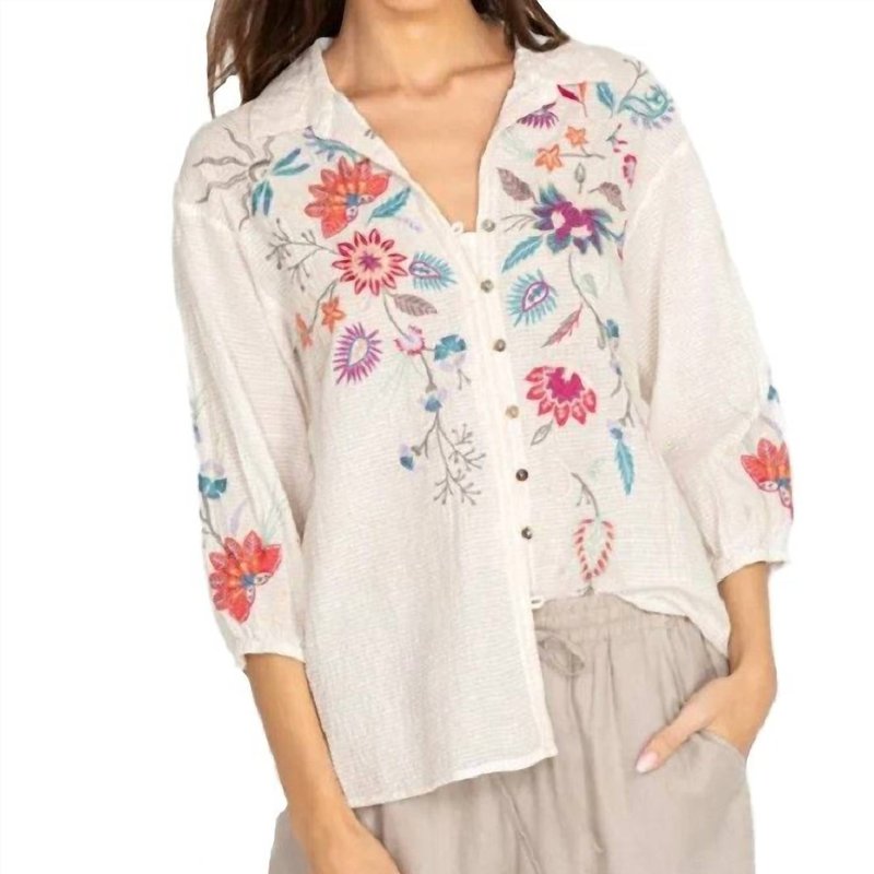 Shop Johnny Was Phoebe Button Front Easy Blouse Top In White