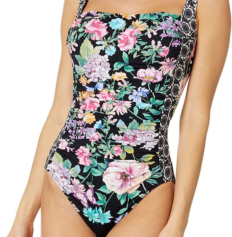 Shop Johnny Was Women Floral Ruched One-piece Swimsuit In Black