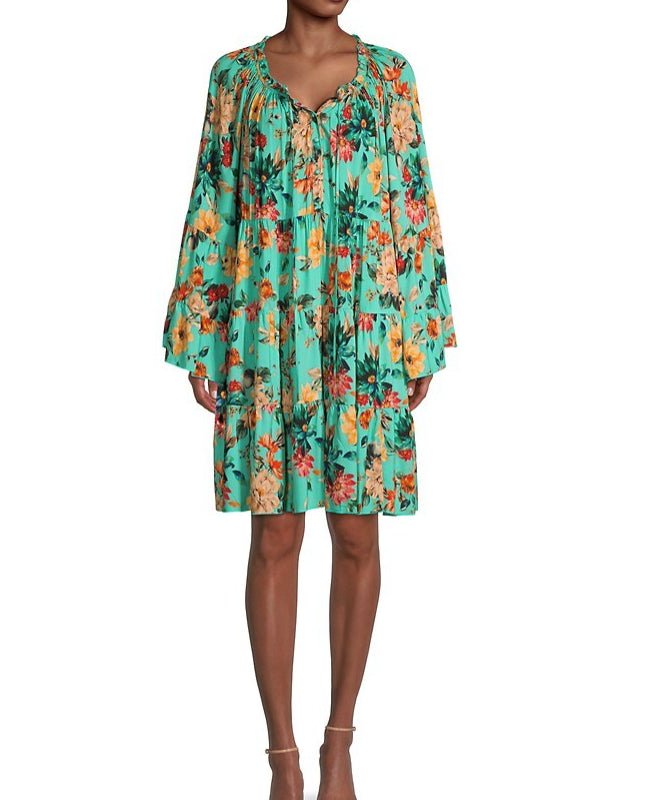Shop Johnny Was Women Tulum Relaxed Floral Tiered Mini Dress In Green