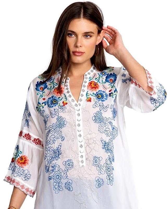 Shop Johnny Was Women's Maverick Blouse White Embroidered