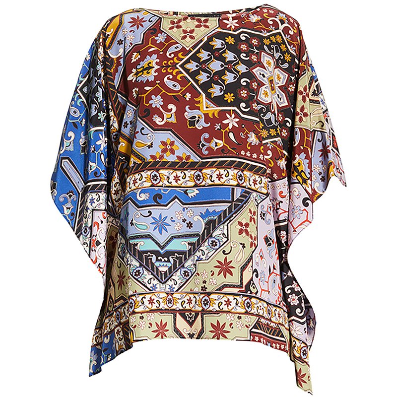 Shop Johnny Was Women's Miklos Silk Easy Top Blouse Kimono Short Poncho In Red