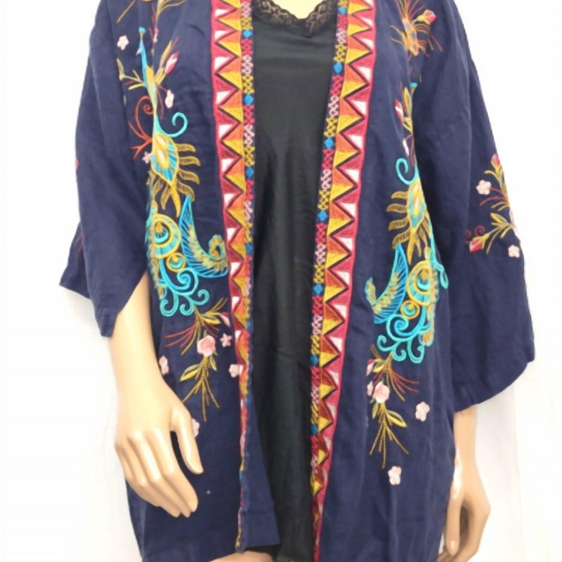 Shop Johnny Was Women's Shula Linen Kimono In Blue