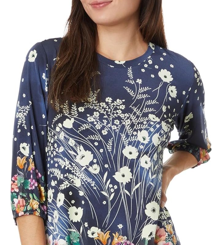 Shop Johnny Was Women's The Janie Favorite 3/4 Puff Sleeve Top In Blue