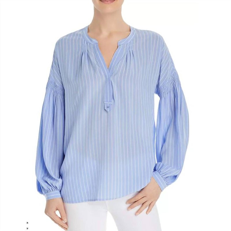 Shop Joie Azabeth Long Sleeve Silky Weave Top In Blue