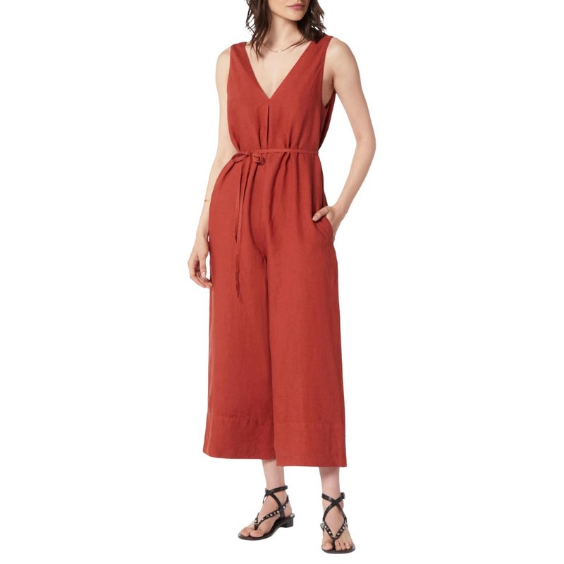 Shop Joie Brier Linen Jumpsuit In Red