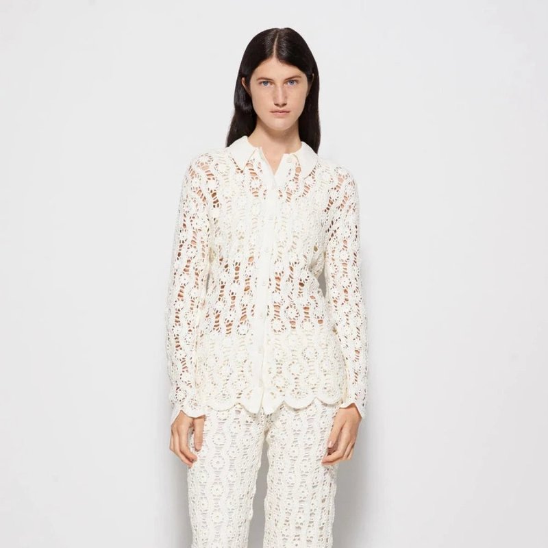 Jonathan Simkhai Harriet Crochet Shirt In White