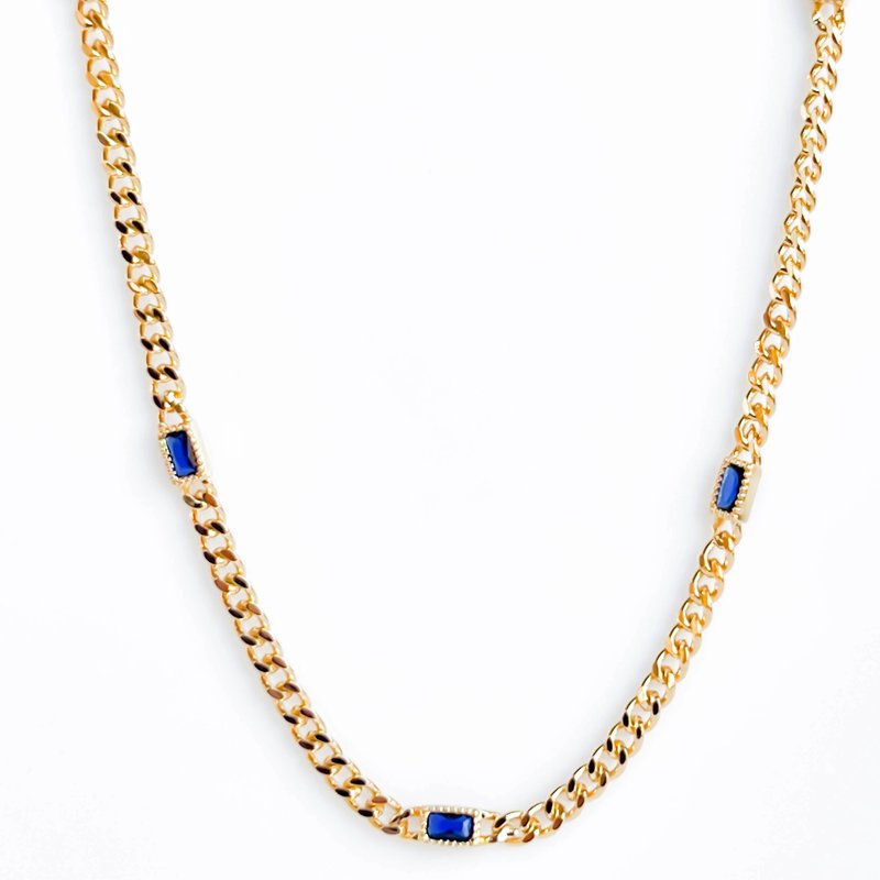 Jonesy Wood Dawson Curb Chain Necklace In Blue