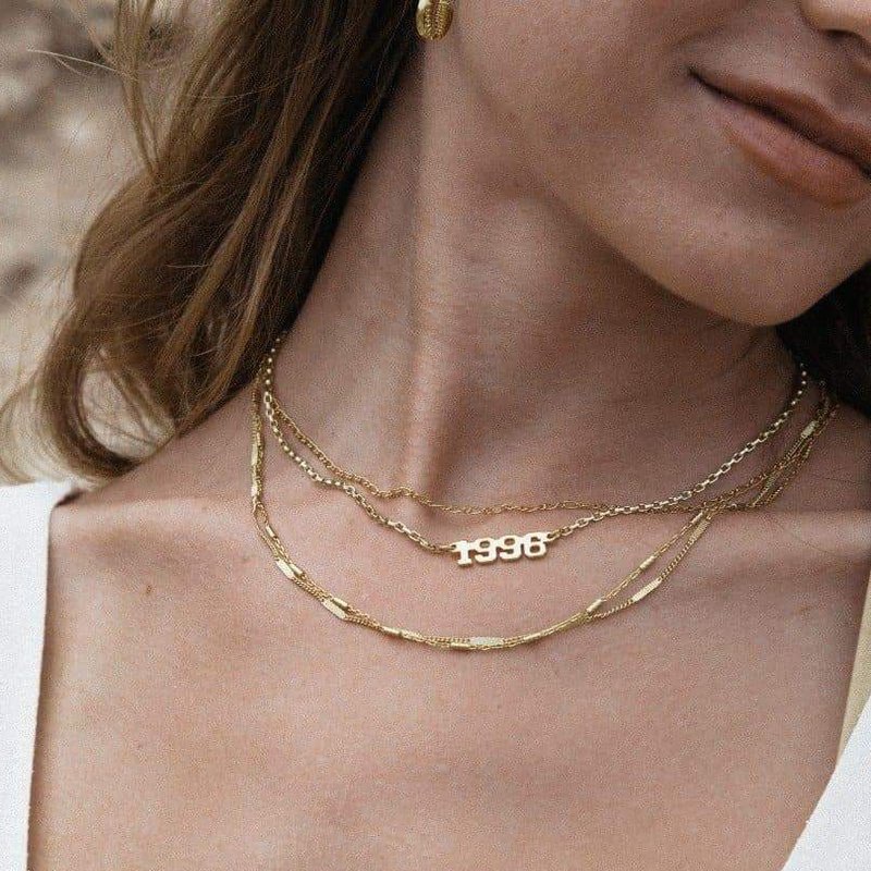 Jonesy Wood Year Necklace In Gold