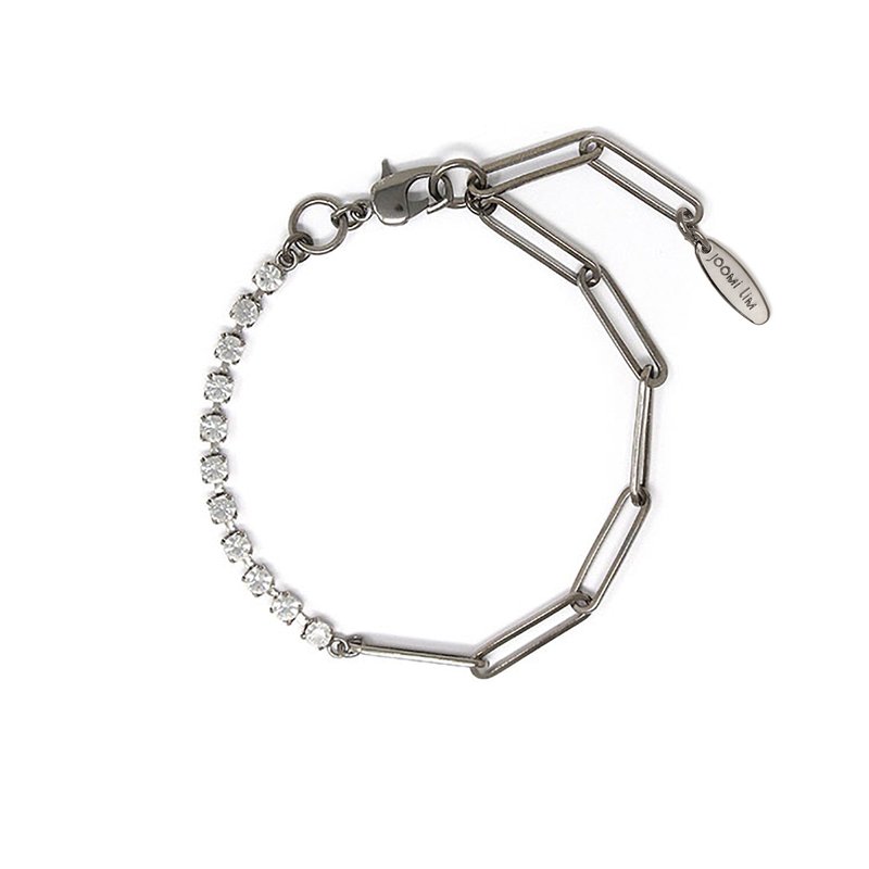 Joomi Lim Asymmetrical Chain & Crystal Anklet In Grey
