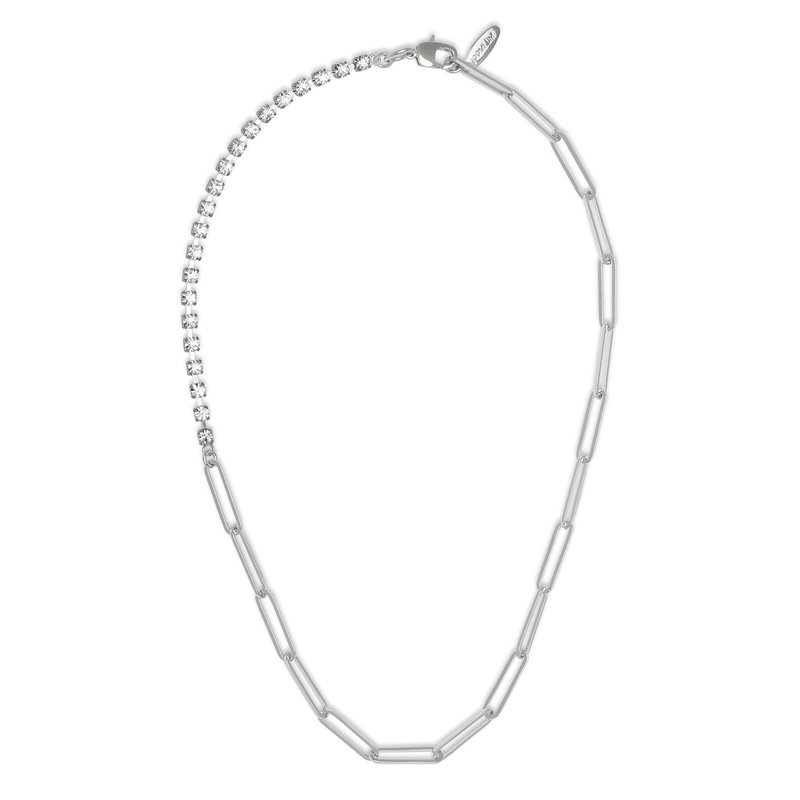 Joomi Lim Asymmetrical Chain & Crystal Necklace In Grey