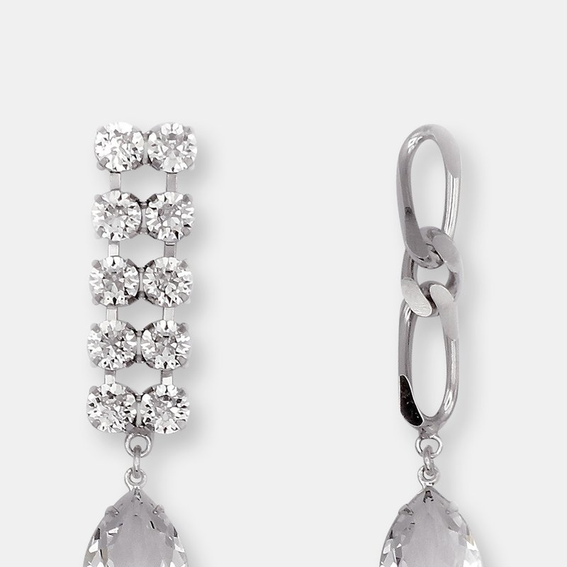Joomi Lim Crystal & Chain Earrings W/ Crystal Drops In Rhodium/crystal