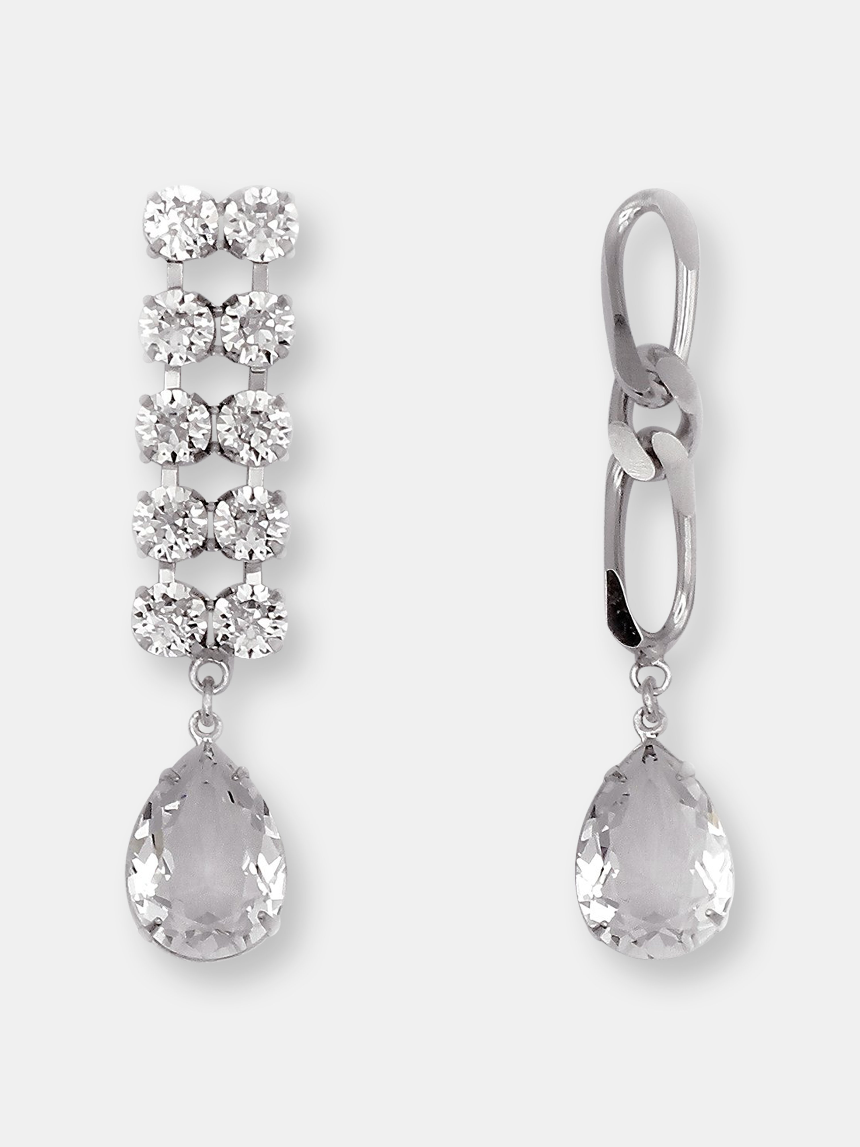 Joomi Lim Crystal & Chain Earrings W/ Crystal Drops In Grey