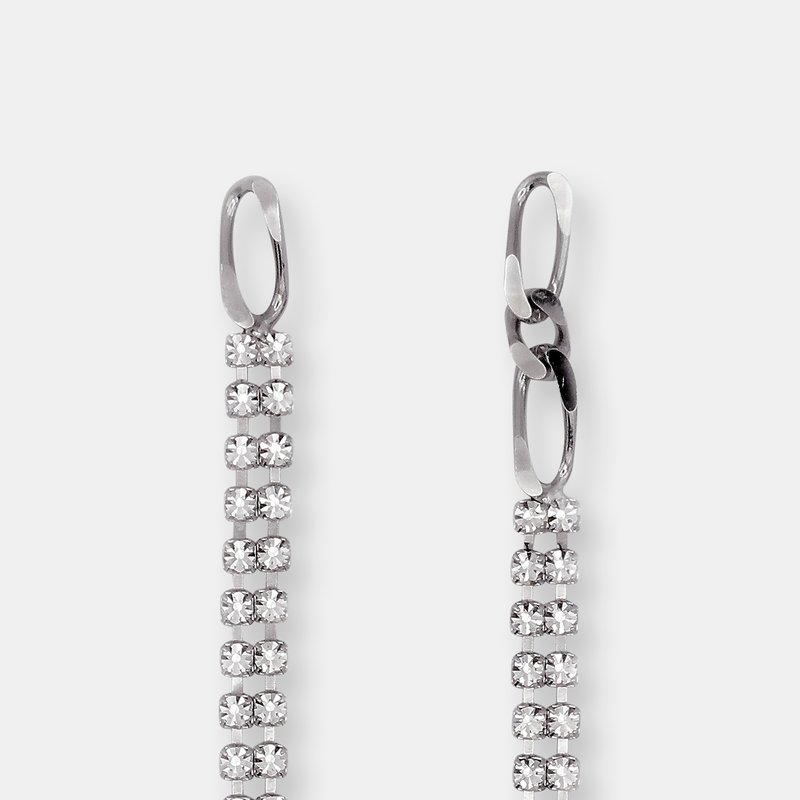 Joomi Lim Crystal & Chain Earrings In Rhodium/crystal