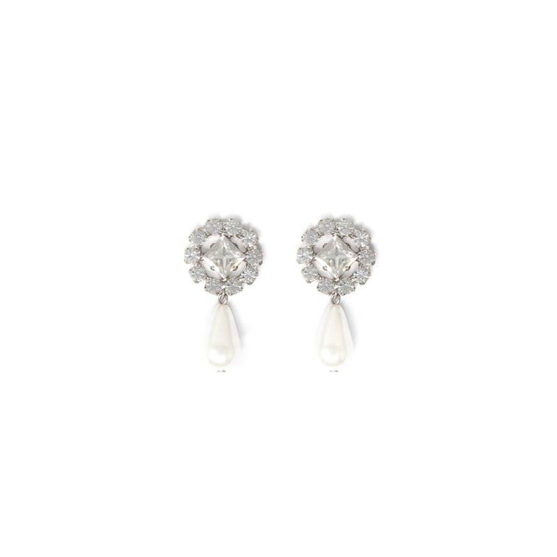 Joomi Lim Crystal Flower & Pearl Earrings In Grey