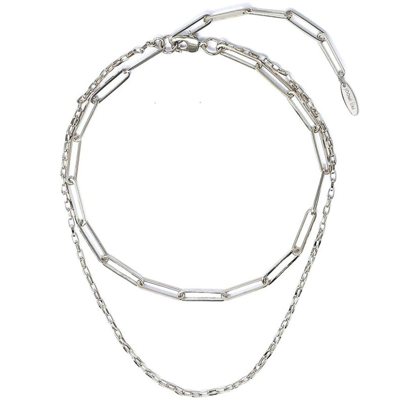 Joomi Lim Double Chain Necklace In Grey