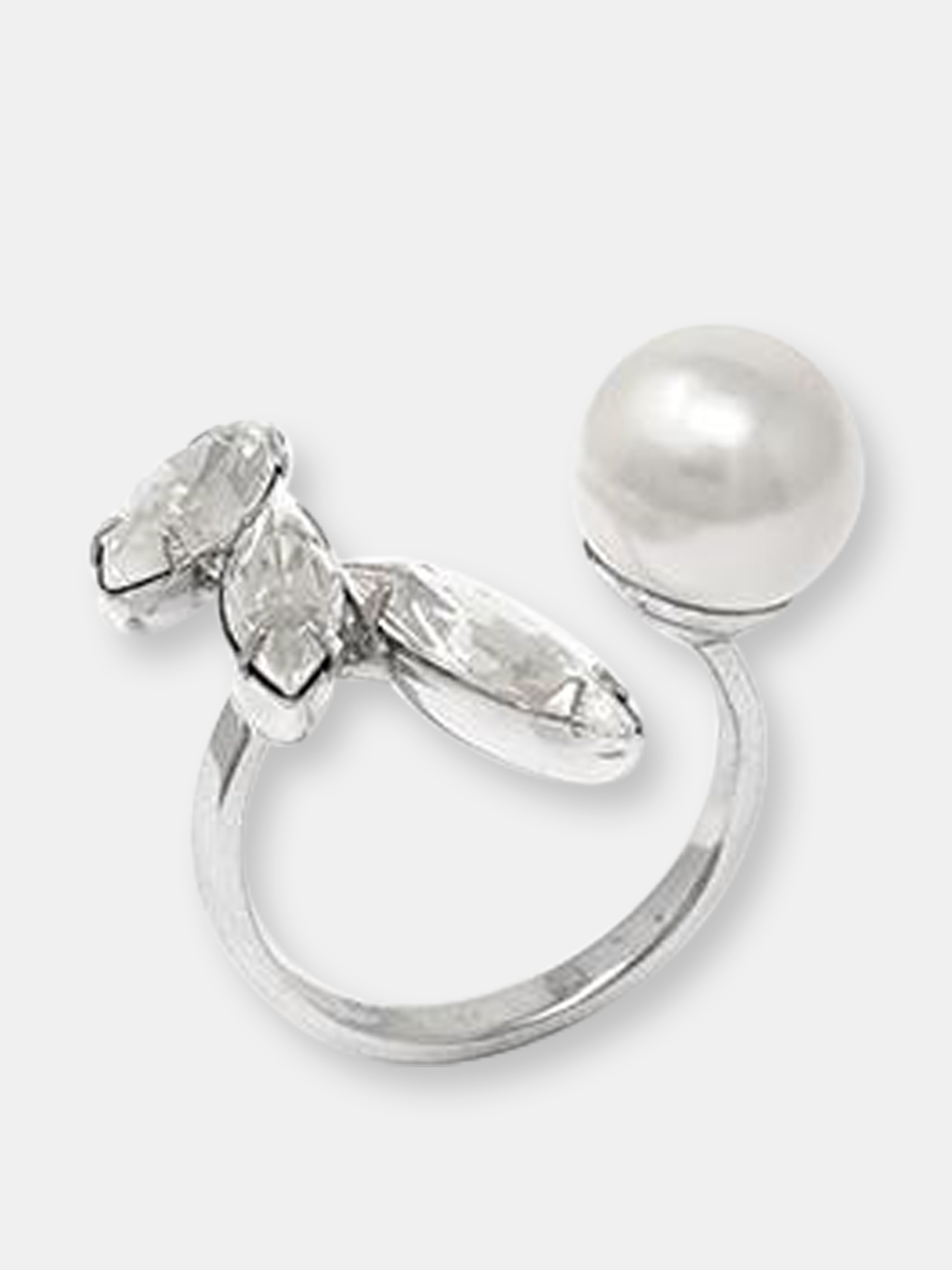 Joomi Lim Open Ring W/ Crystals & Pearl In Grey